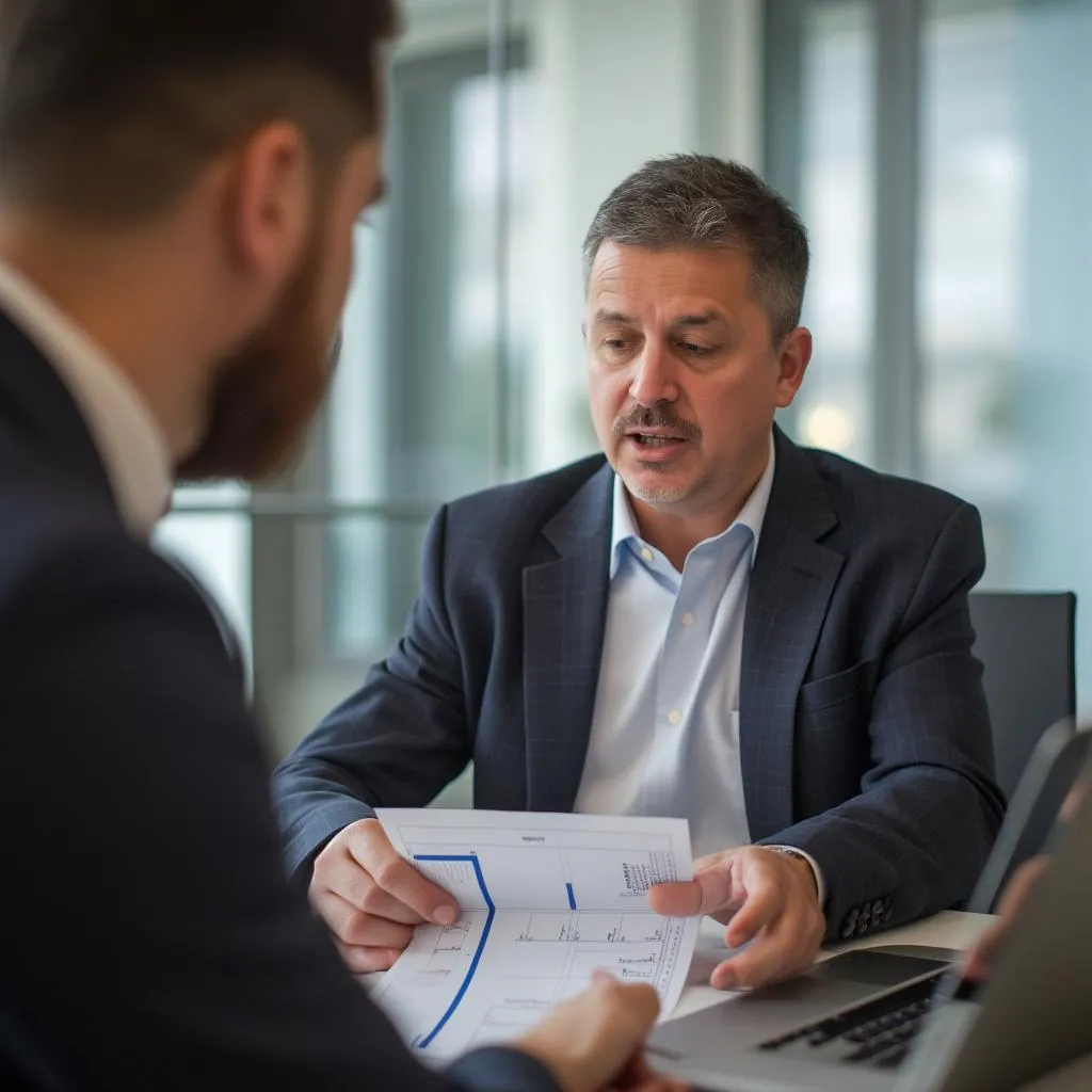 Consultor guiando implementación de estrategia